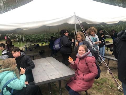 Students gather together at camp